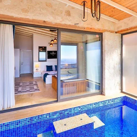 Villa 1 Bedroom Seaview With Private Indoor - Outdoor Pool Hot Tub Kalkan