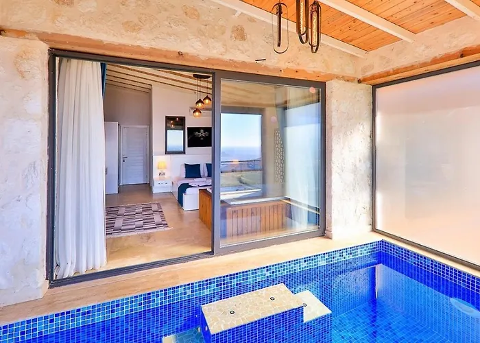 Villa 1 Bedroom Seaview With Private Indoor - Outdoor Pool Hot Tub Kalkan